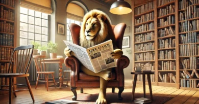 Lion Reading a paper