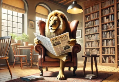 Lion Reading a paper