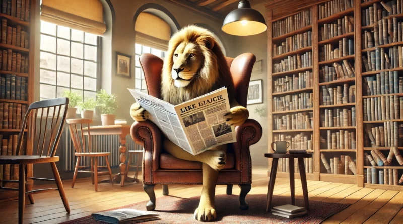 Lion Reading a paper